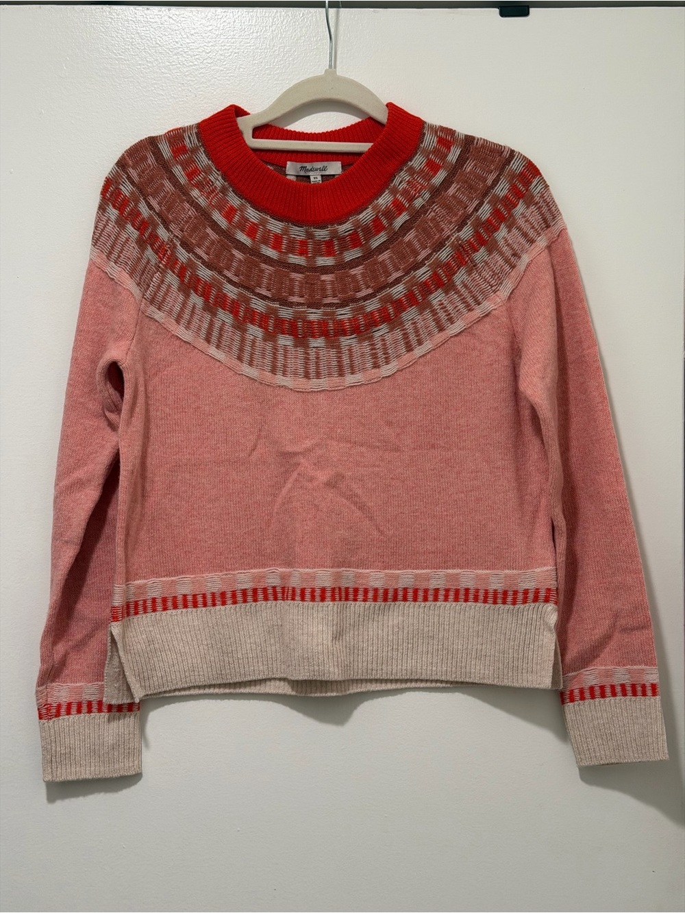 Madewell Merino wool blend Pink Boho Crew Neck Sweater - size XS